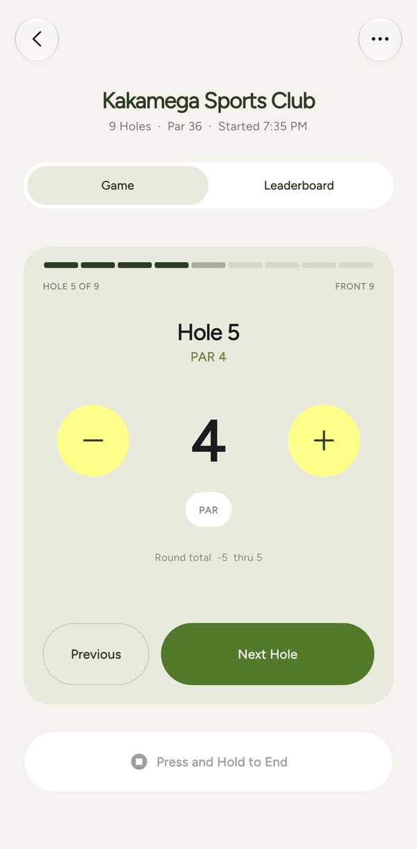 Entering a score on hole 5 at Kakamega Sports Club